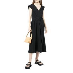 VINCE. Women's V-Neck Sleeveless Midi Dress Size S In Jet Black